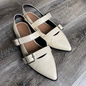 Elegant Cream Double-Strap Women's Shoes